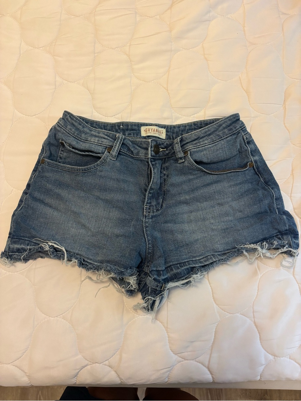 Shyanne Distressed Medium Blue Denim Cutoff Shorts